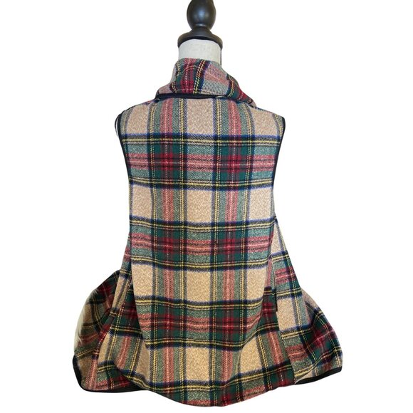 VLD Womens S/M Plaid Tartan Open-Front Shawl Vest With Black Outerwear - Picture 2 of 10